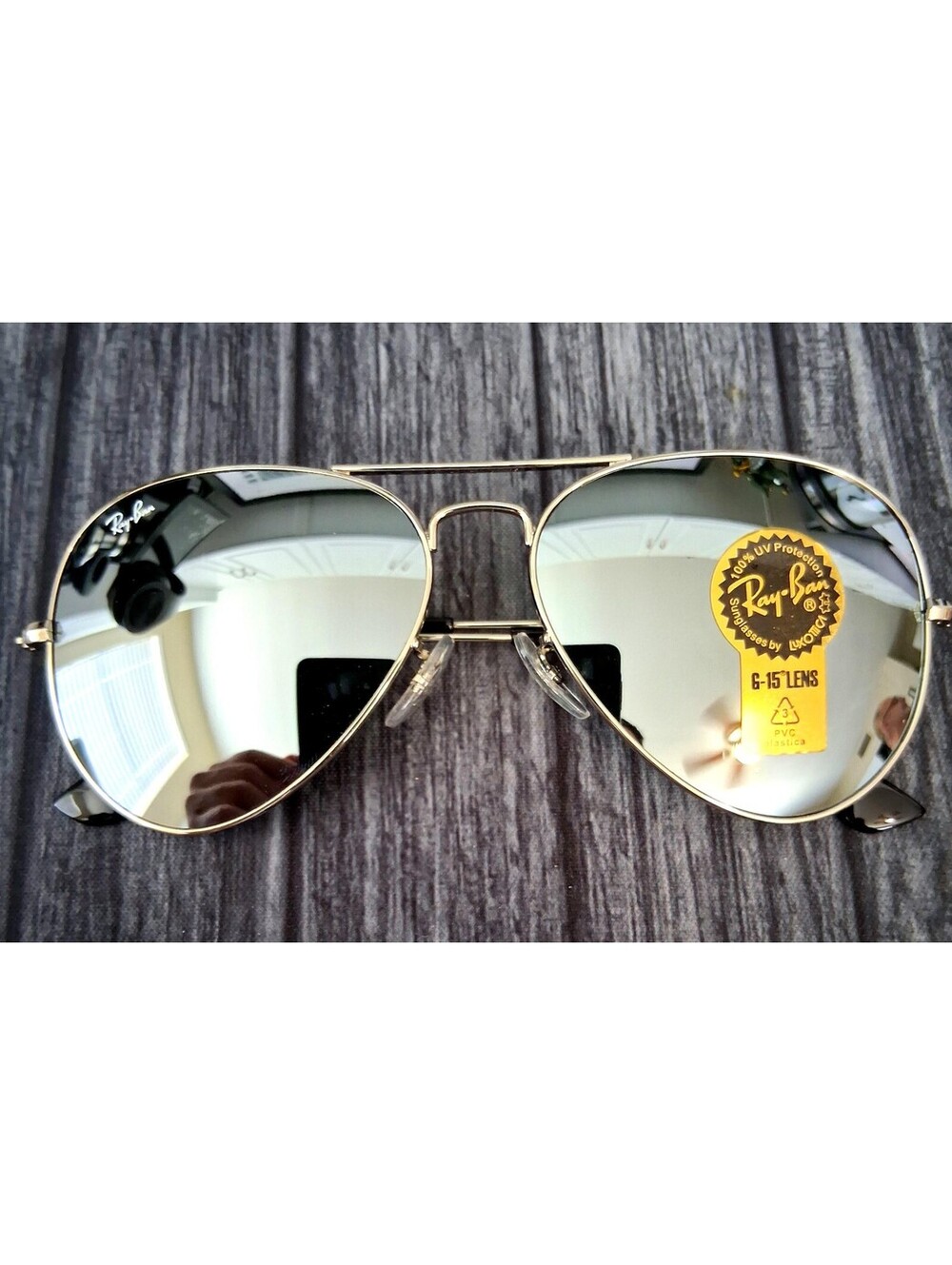 Used Ray Ban Aviator Sunglasses Mirror Never Worn With Case - Picture 2 of 2